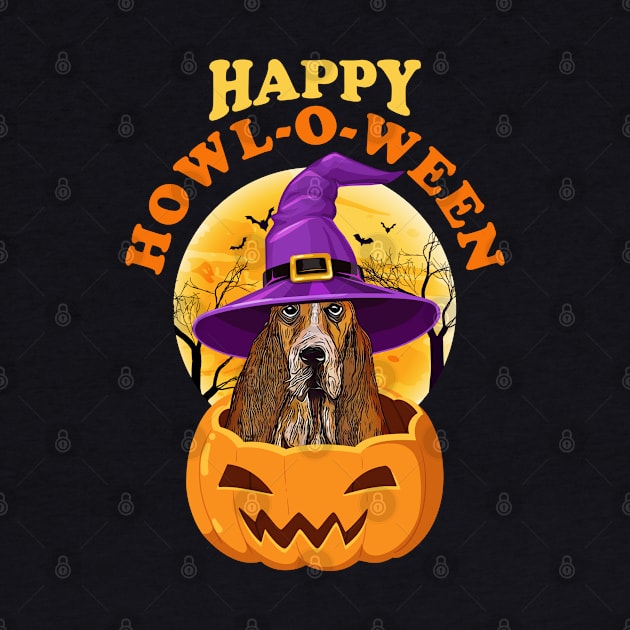 Basset Hound Dog Howl-O-Ween Witch Funny Halloween by TheBeardComic